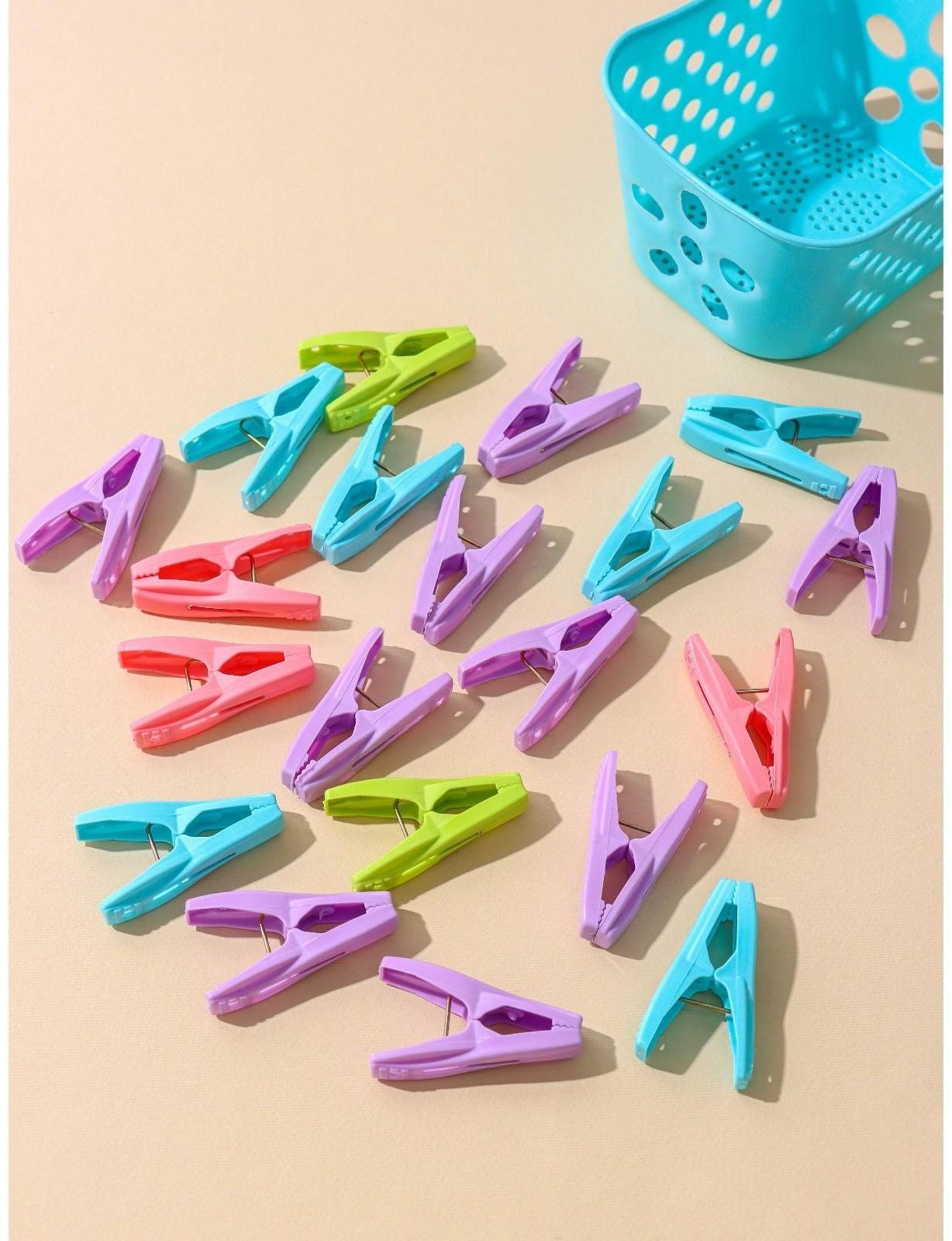Набор прищепок бельевых в корзинке, 6 см, 20 шт, цвет МИКС