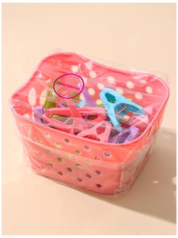 Набор прищепок бельевых в корзинке, 6 см, 20 шт, цвет МИКС