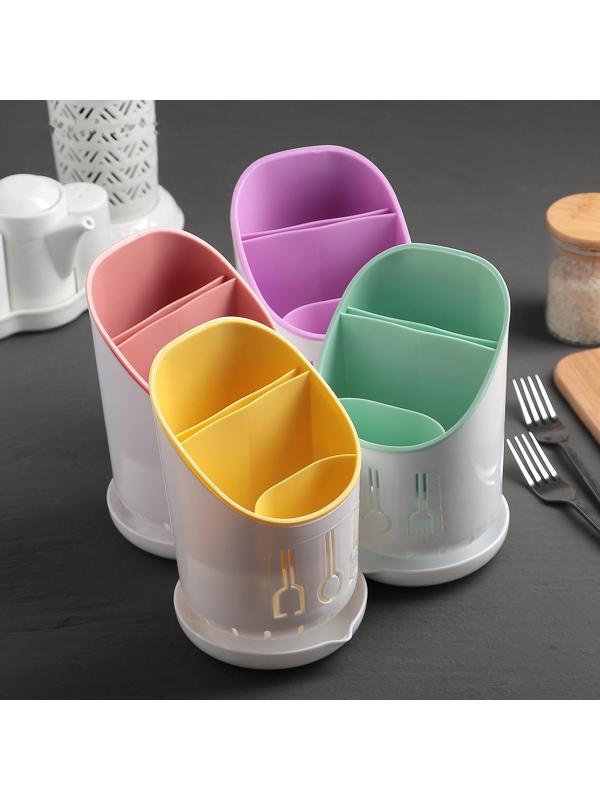 Подставка для столовых приборов, 3 отделения, 12×12×9 см, цвет МИКС