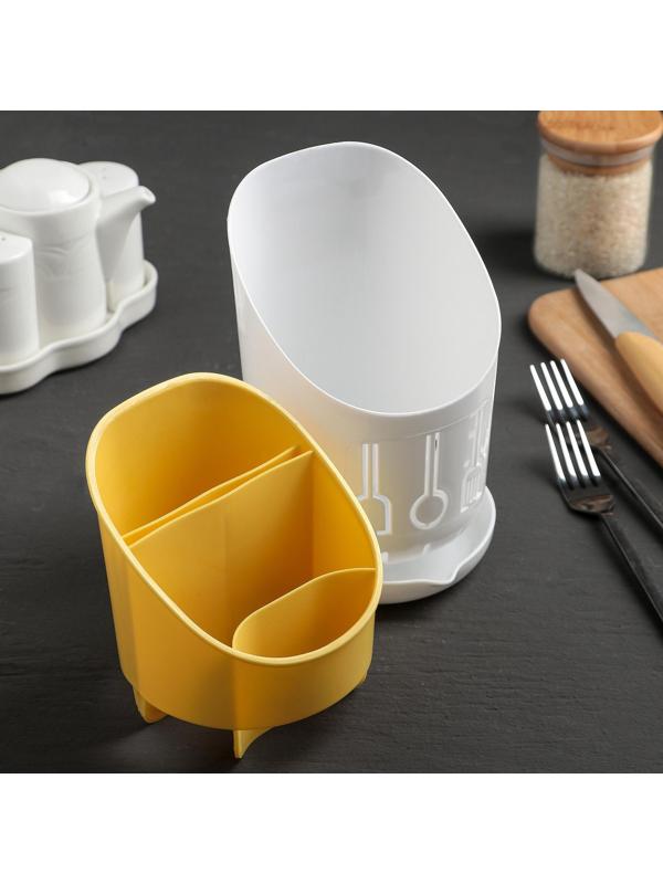 Подставка для столовых приборов, 3 отделения, 12×12×9 см, цвет МИКС