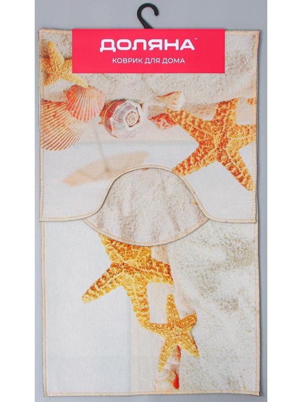 Набор ковриков для ванной и туалета Доляна «Ракушки», 3 шт: 38×46, 40×45, 45×75 см