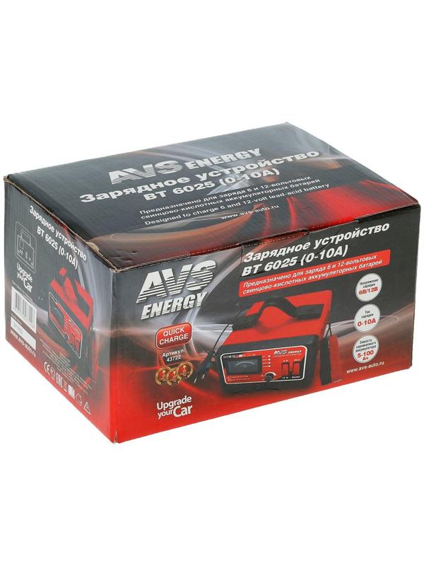 Зарядное устройство для автомобильного аккумулятора AVS BT-6025, 10 A, 6/12 В