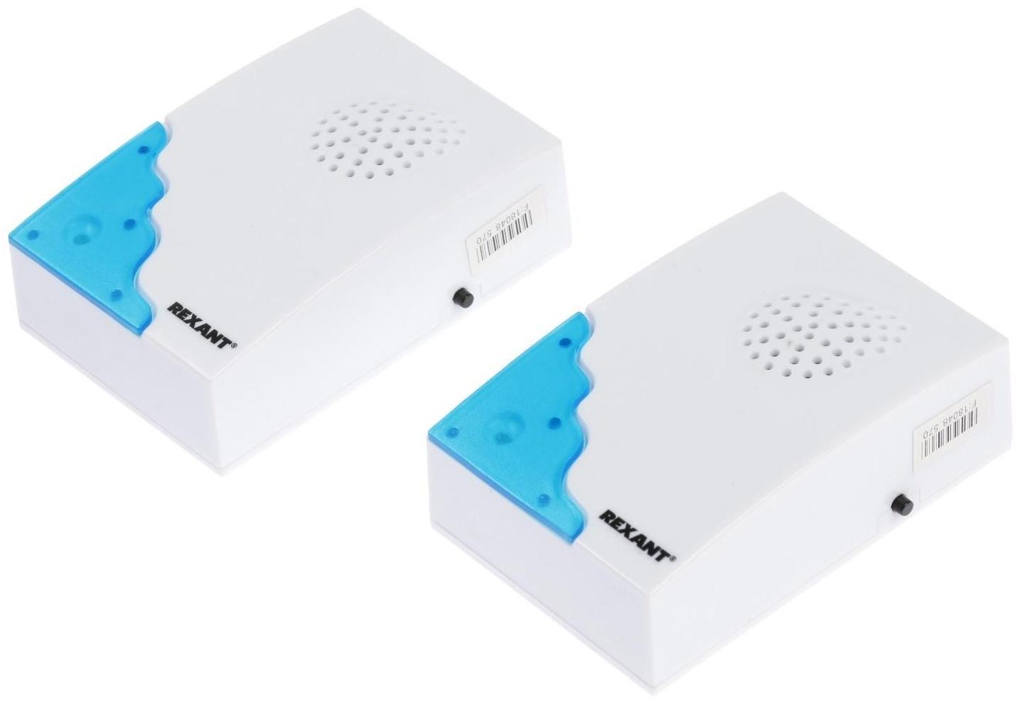 Звонок REXANT RX-5, беспроводной, 2 звонка, 32 мелодии, 100 м, от батареек, белый