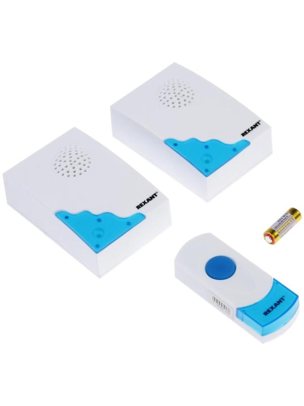 Звонок REXANT RX-5, беспроводной, 2 звонка, 32 мелодии, 100 м, от батареек, белый