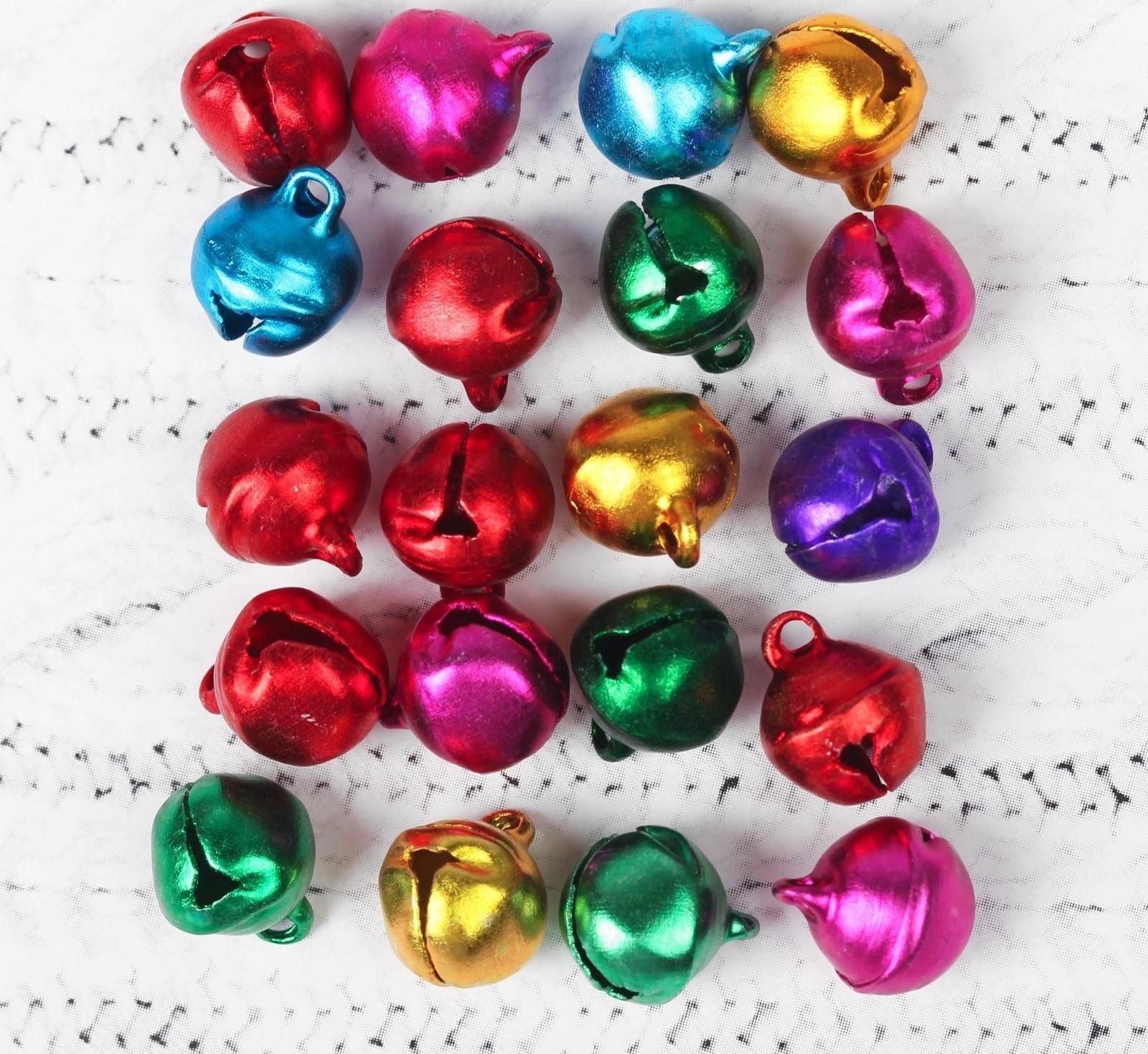 Бубенчики, набор 20 шт, размер 1 шт: 0,8 см, цвета МИКС