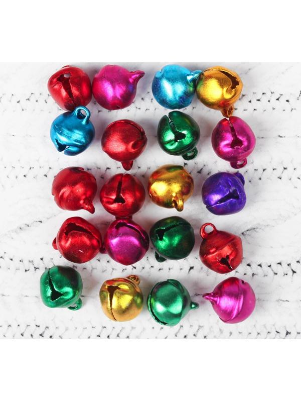 Бубенчики, набор 20 шт, размер 1 шт: 0,8 см, цвета МИКС