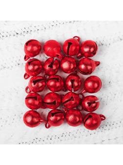 Бубенчики, набор 20 шт., размер 1 шт: 1 см, цвет красный