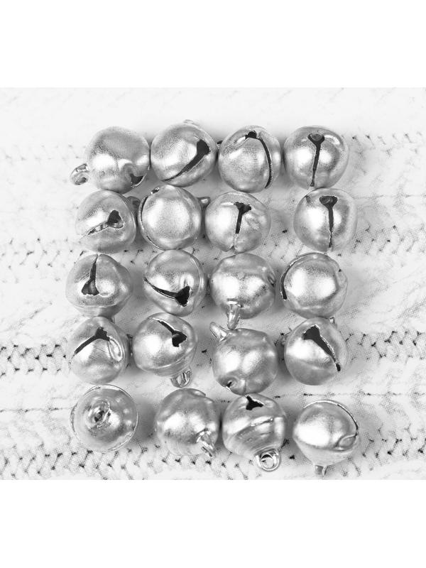 Бубенчики, набор 20 шт., размер 1 шт: 1 см, цвет серебристый