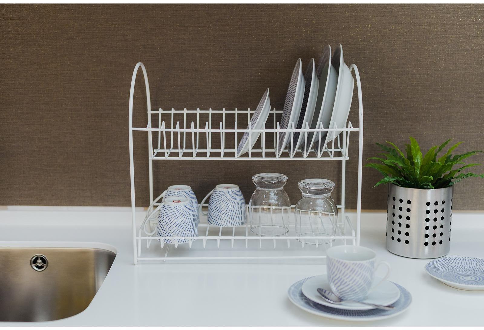Сушилка для посуды 2-х ярусная «Люкс», 40×24×35 см, цвет белый