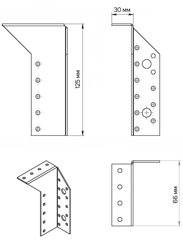 Опора балки правая ТУНДРА krep, 76х128х30х2 мм