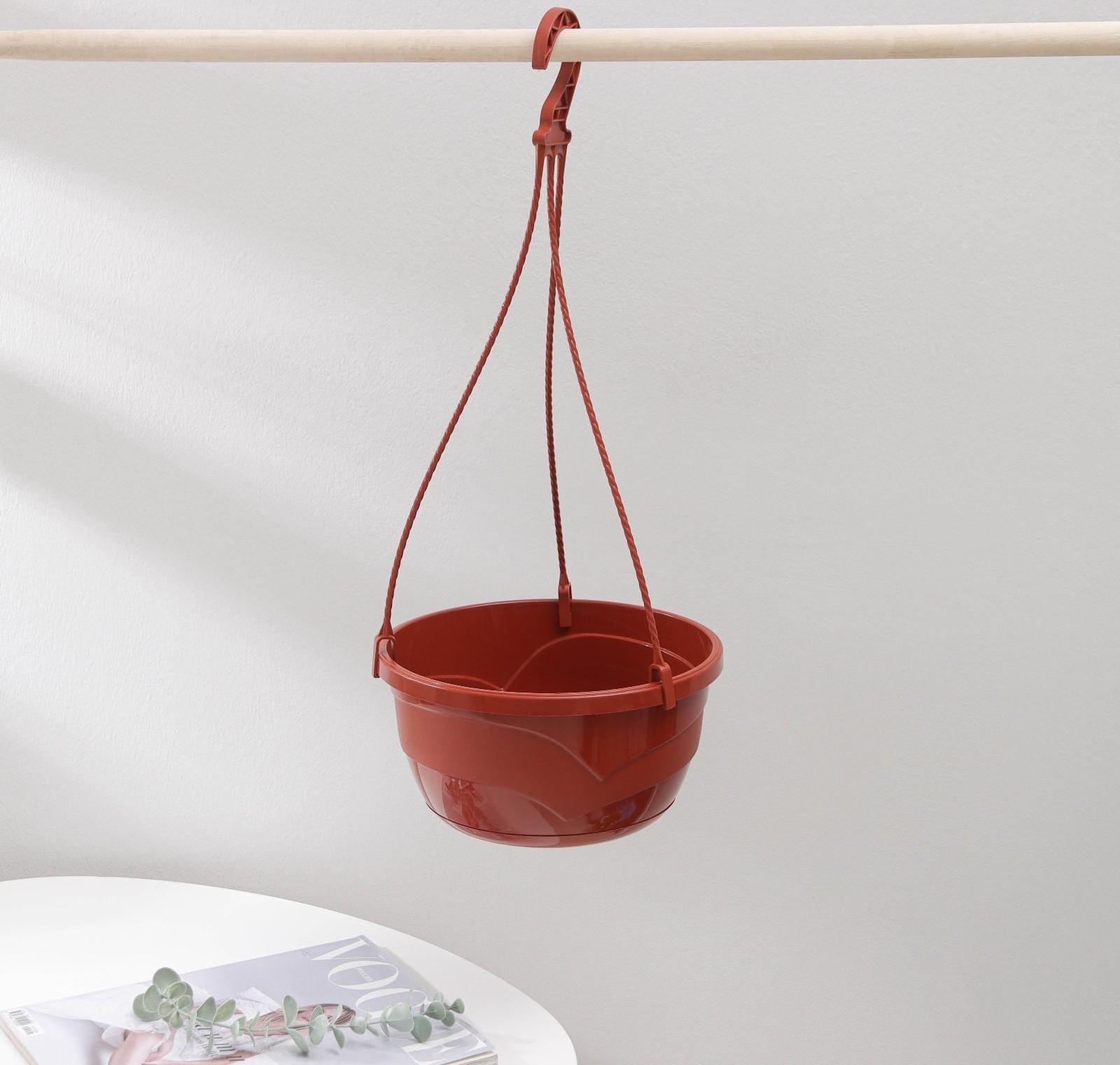 Кашпо с прикорневым поливом «Мальва», 4,7 л, цвет терракотовый, ПОДВЕС В ПОДАРОК