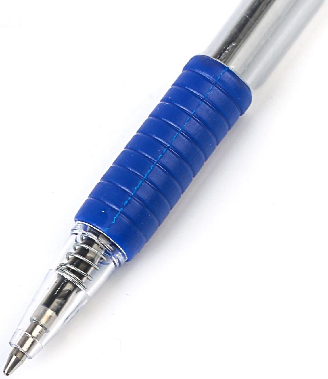 Набор ручек шариковых автоматических 4 штуки, стержень синий