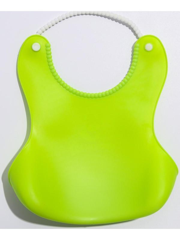 Нагрудник для кормления силиконовый с карманом, цвет зелёный