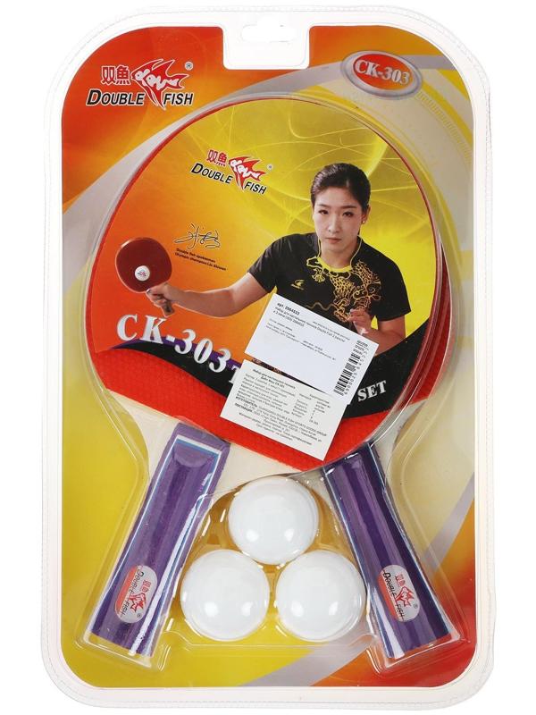 Набор для настольного тенниса Double Fish, 2 ракетки, 3 мяча