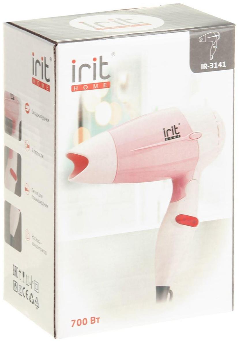 Фен Irit IR-3141, 700 Вт, 2 скорости, 2 темп. режима, концентратор, складная ручка, розовый