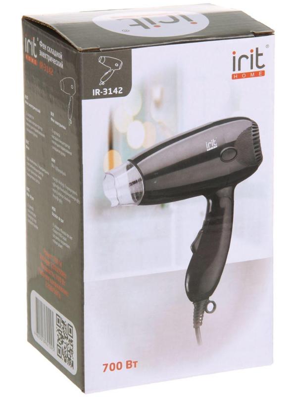 Фен Irit IR-3142, 700 Вт, 2 скорости, 2 темп. режима, концентратор, складная ручка, чёрный
