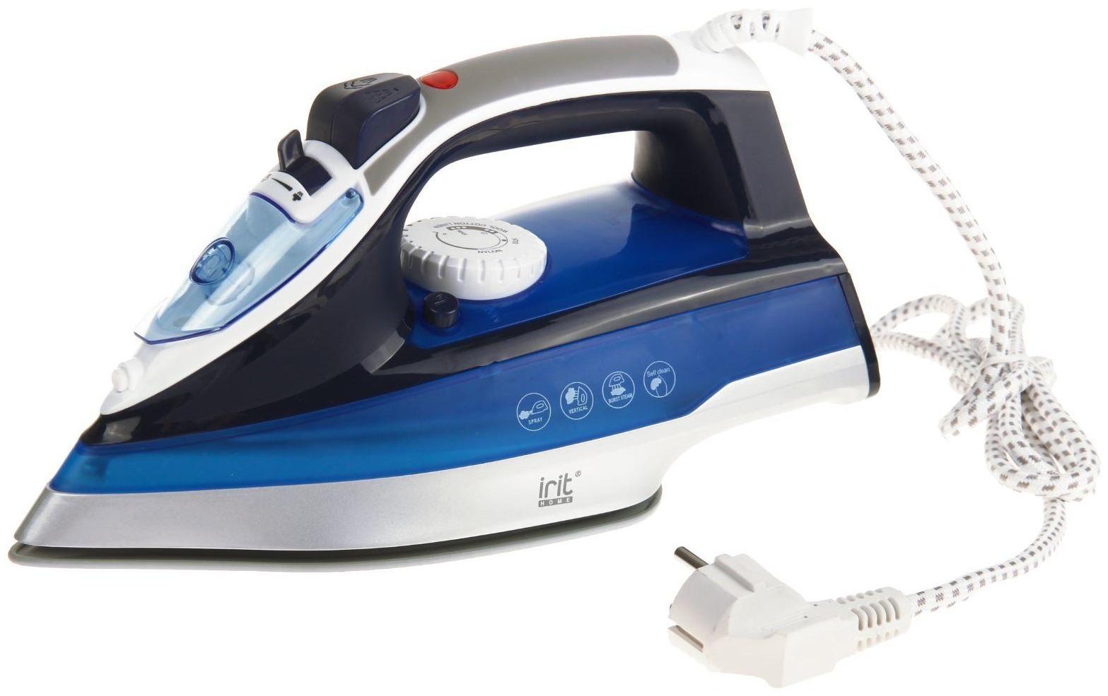 Утюг Irit IR-2227, 2200 Вт, вертикальное отпаривание, керамическая подошва, сине-черный