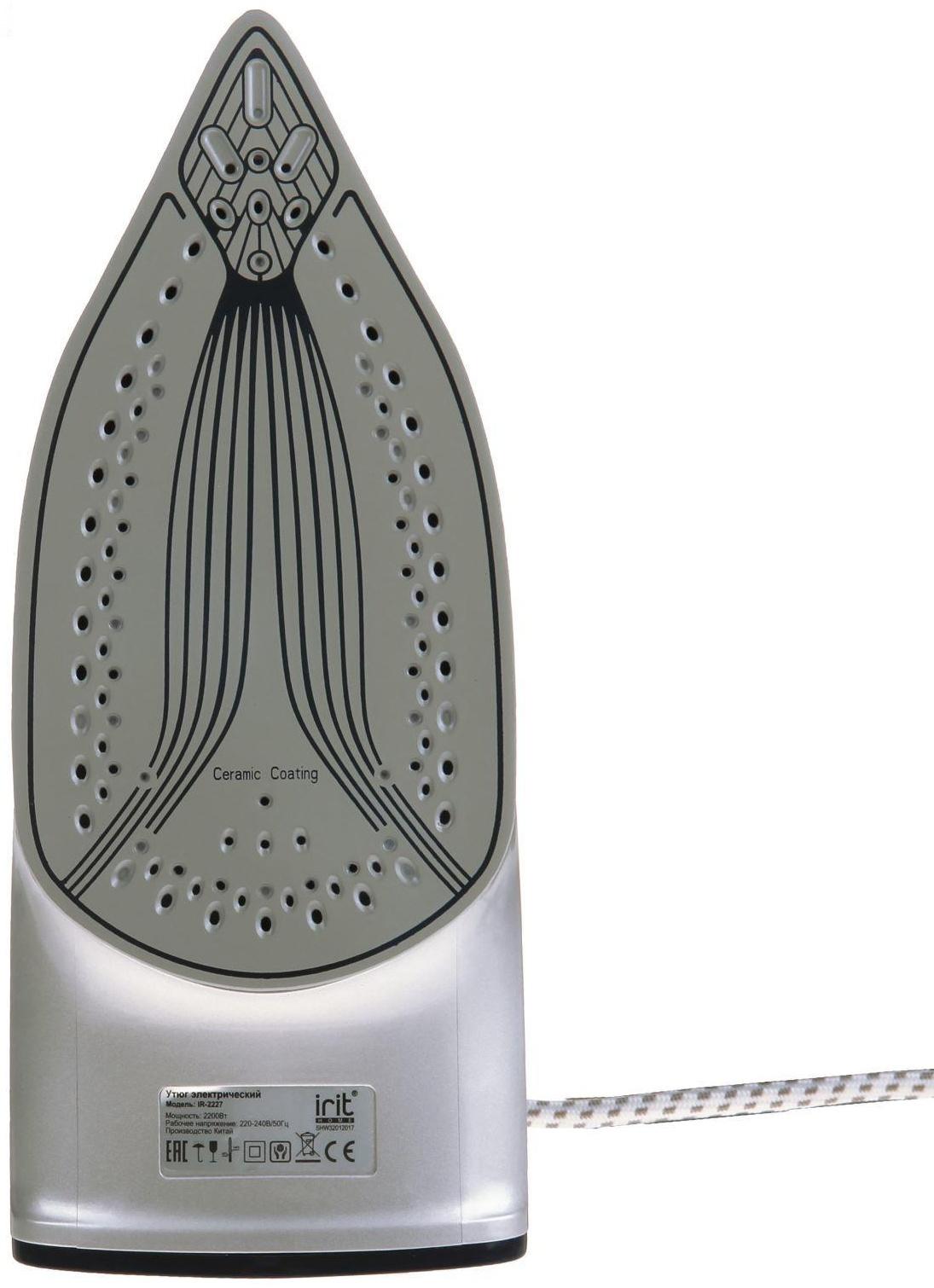Утюг Irit IR-2227, 2200 Вт, вертикальное отпаривание, керамическая подошва, сине-черный
