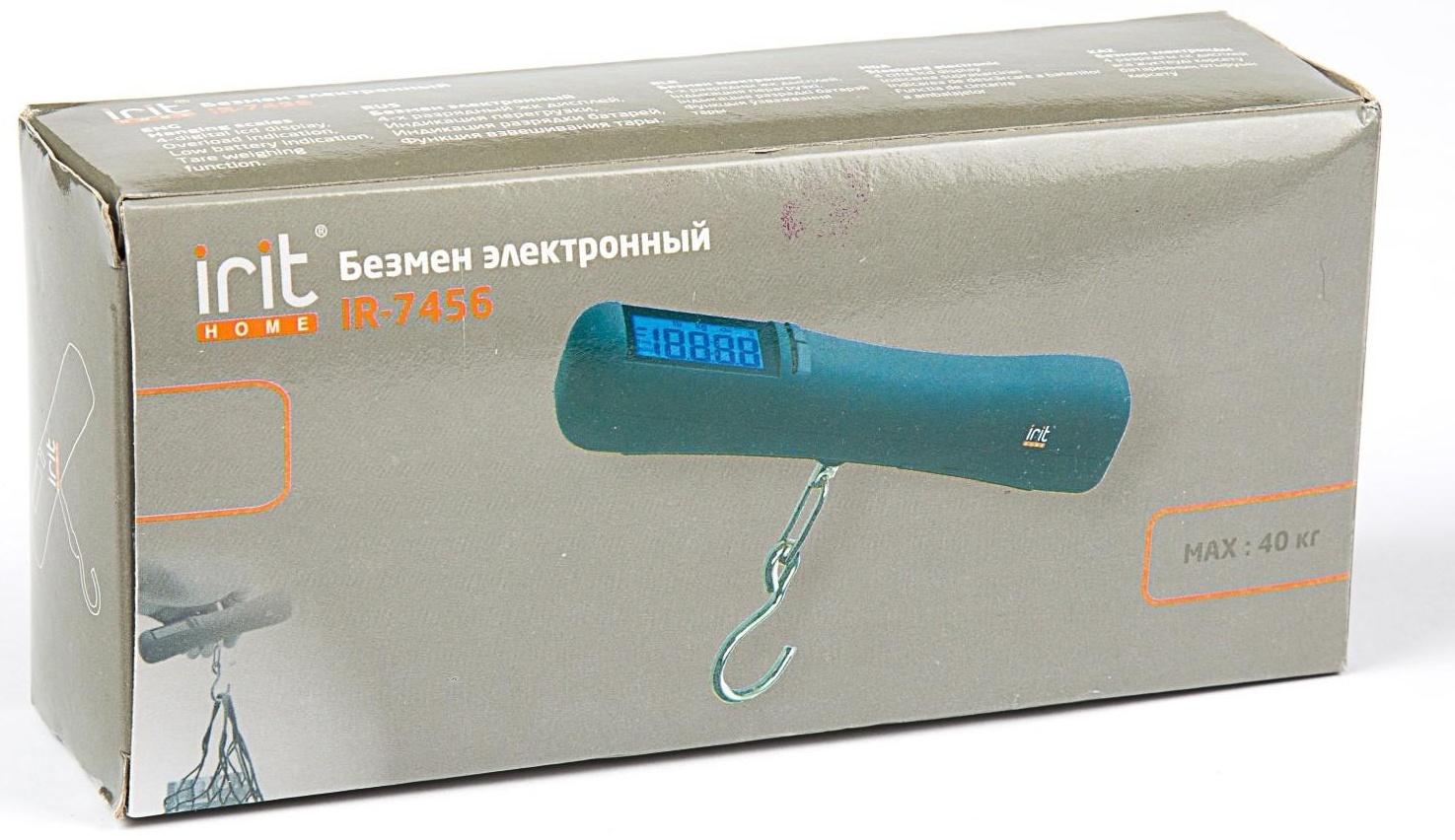 Безмен Irit IR-7456, электронный, до 40 кг, ЖК-дисплей, чёрный