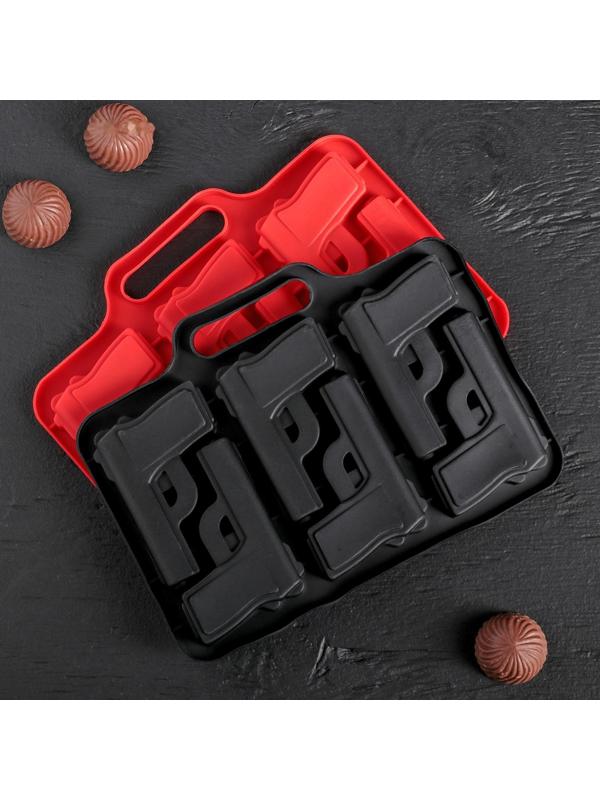 Форма для льда и кондитерских украшений Доляна «Пистолет», 18,7×13,4 см, 6 ячеек, цвет МИКС