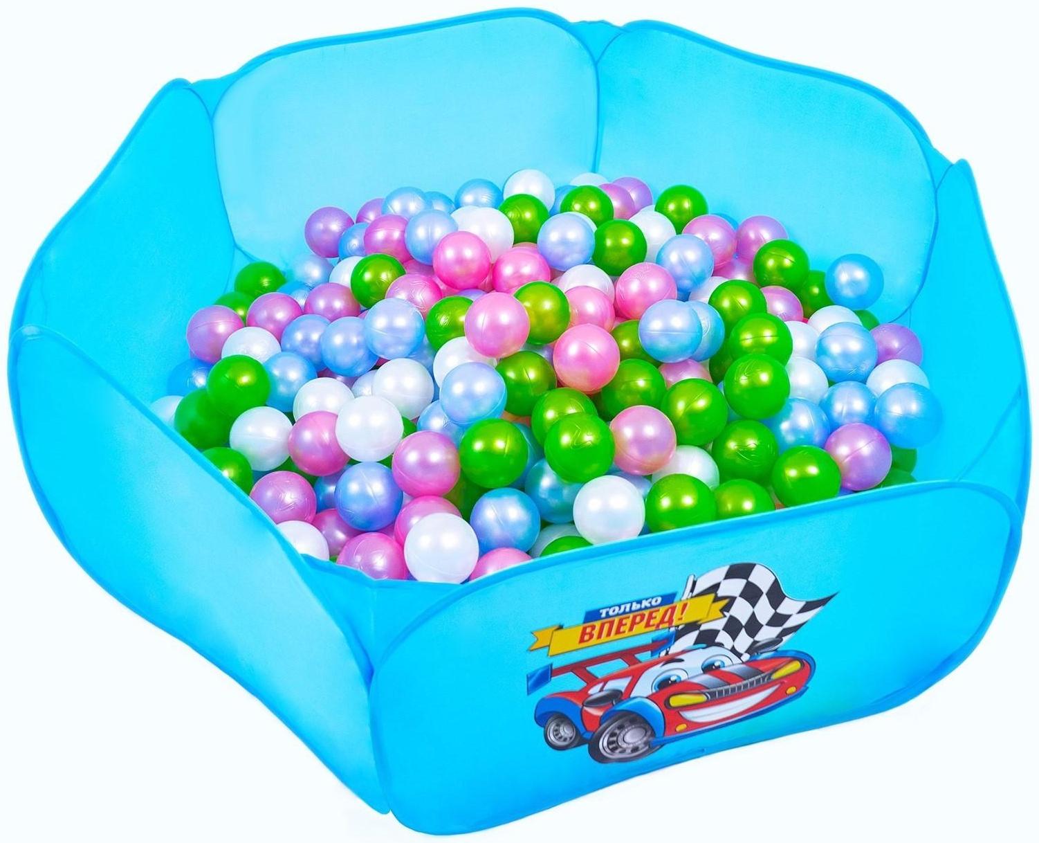 Шарики для сухого бассейна «Перламутровые», диаметр шара 7,5 см, набор 100 штук, цвет розовый, голубой, белый, зелёный