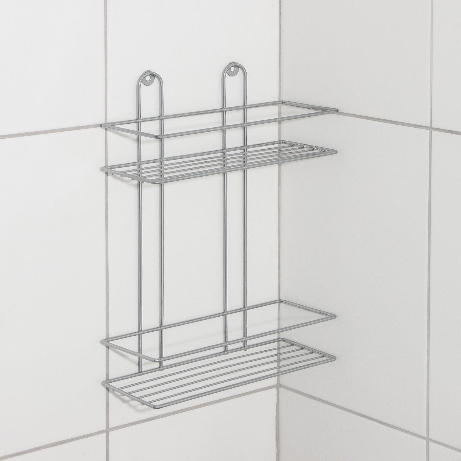 Полка прямоугольная 2-х ярусная, 26,5×10,5×35 см, цвет хром