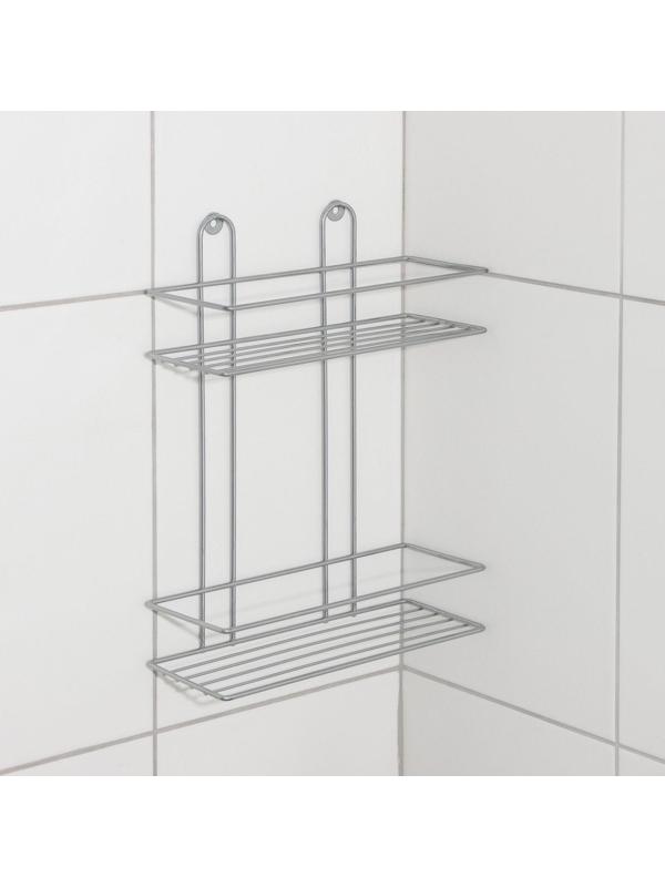 Полка прямоугольная 2-х ярусная, 26,5×10,5×35 см, цвет хром