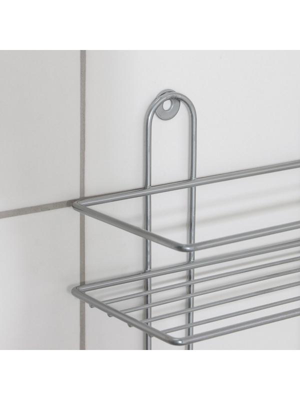 Полка прямоугольная 2-х ярусная, 26,5×10,5×35 см, цвет хром