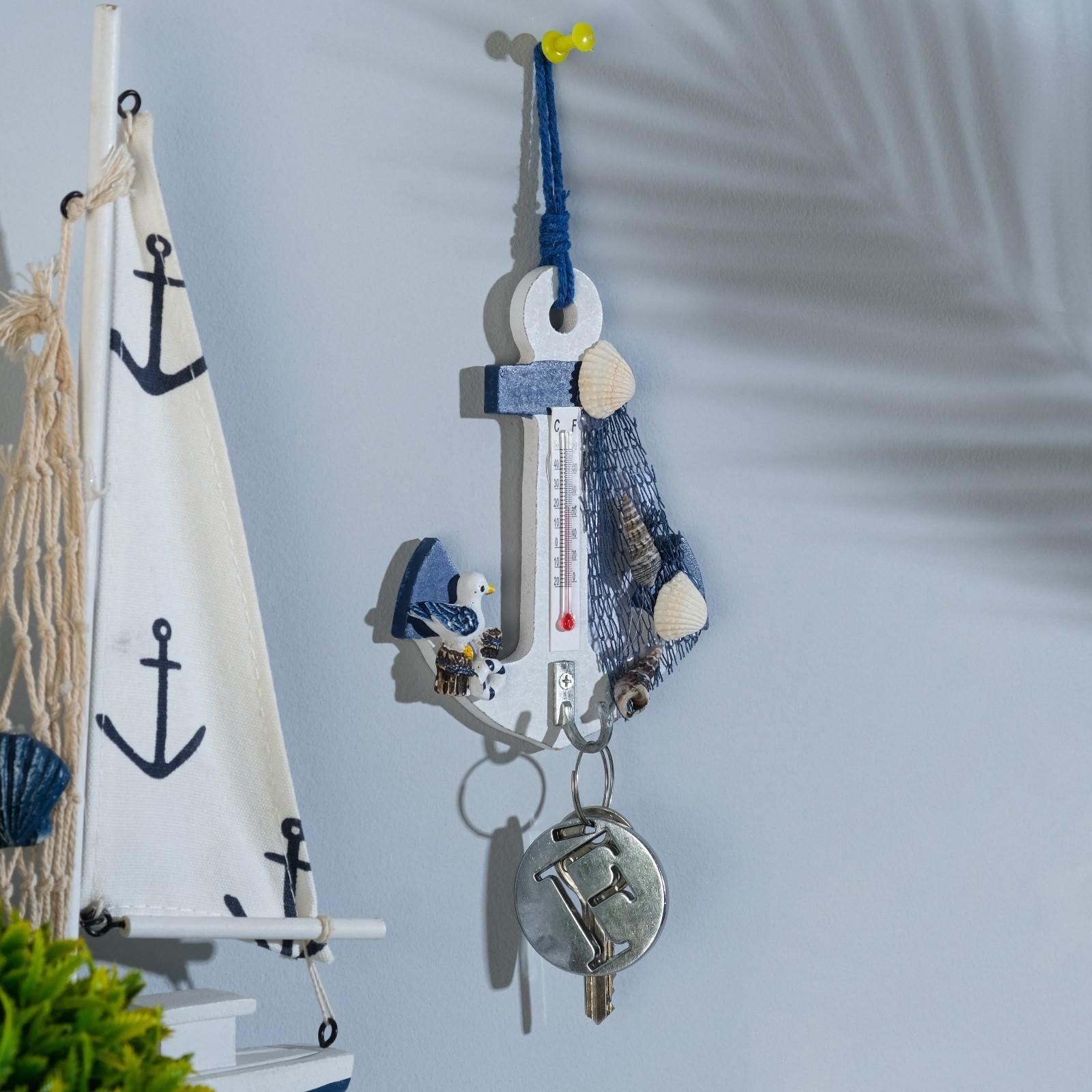 Термометр «Якорь с чайкой», 12 х 9,5 х 2,5 см