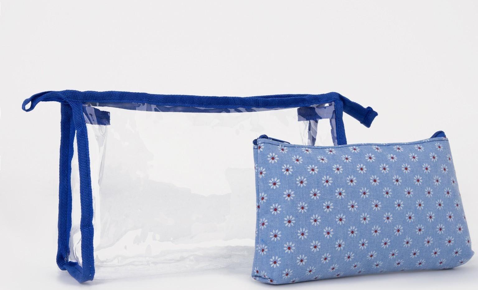 Набор косметичек 2 в 1 на молниях, цвет синий