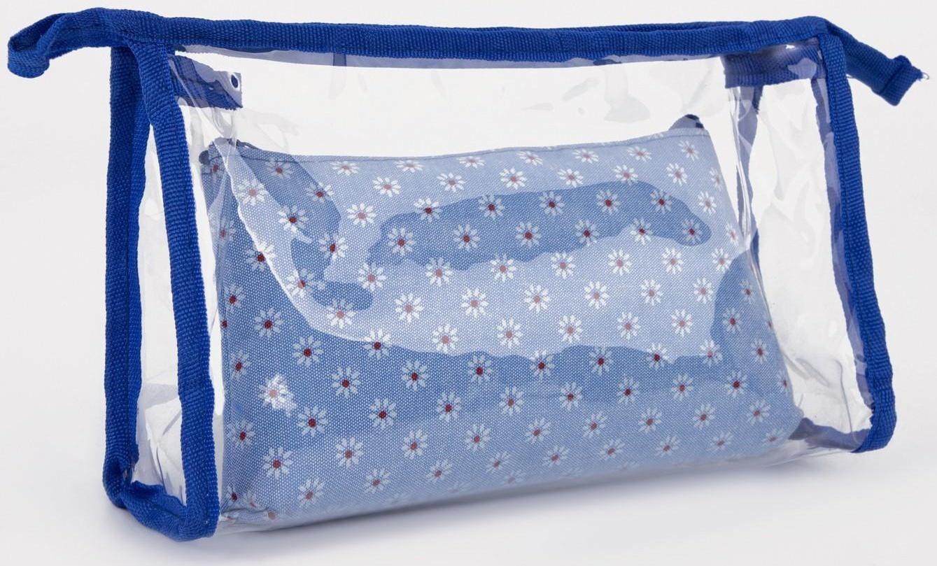 Набор косметичек 2 в 1 на молниях, цвет синий