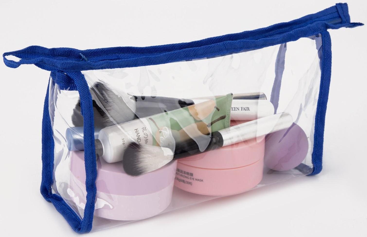 Набор косметичек 2 в 1 на молниях, цвет синий