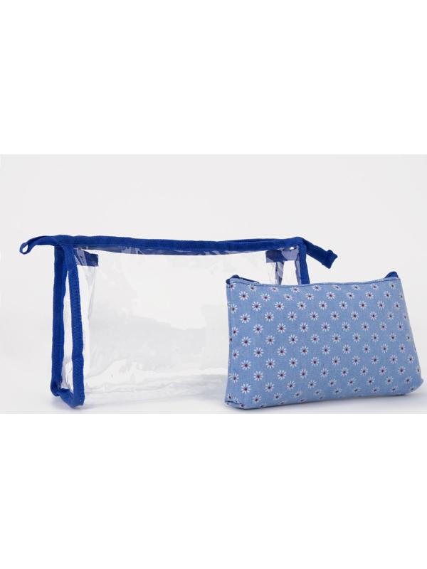 Набор косметичек 2 в 1 на молниях, цвет синий