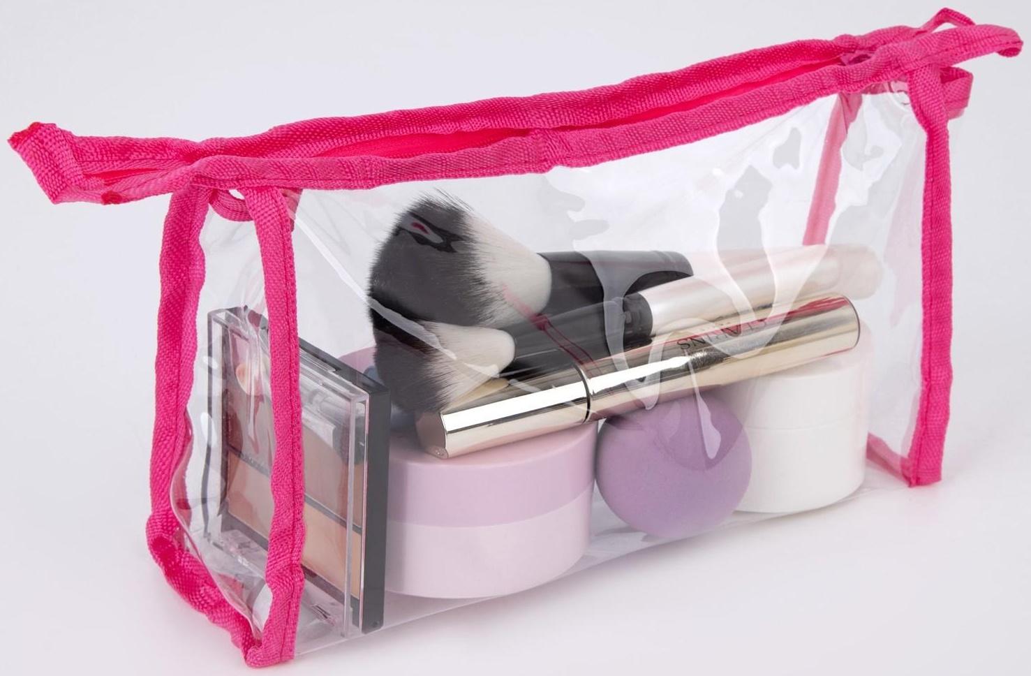 Набор косметичек 2 в 1 на молниях, цвет розовый