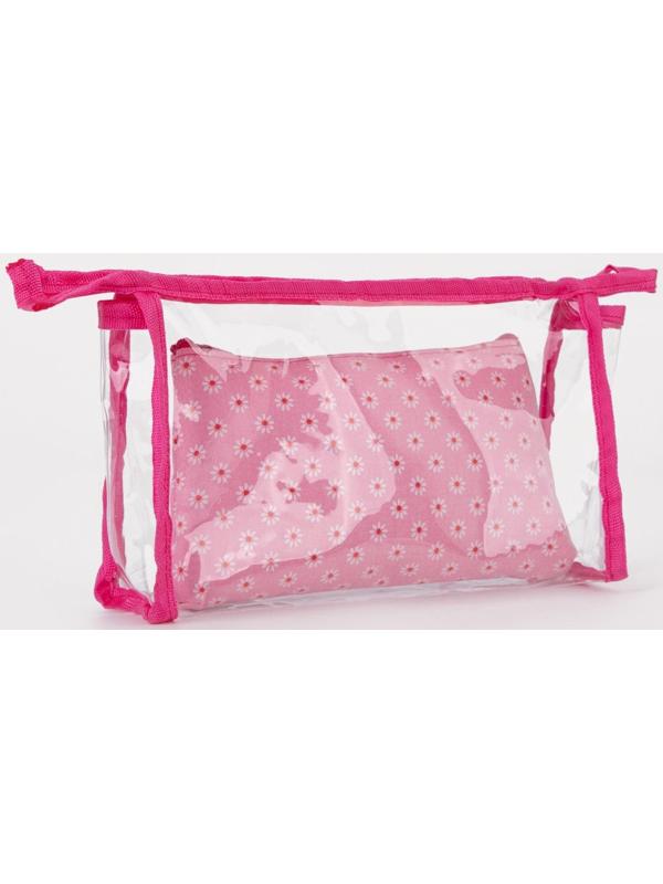 Набор косметичек 2 в 1 на молниях, цвет розовый