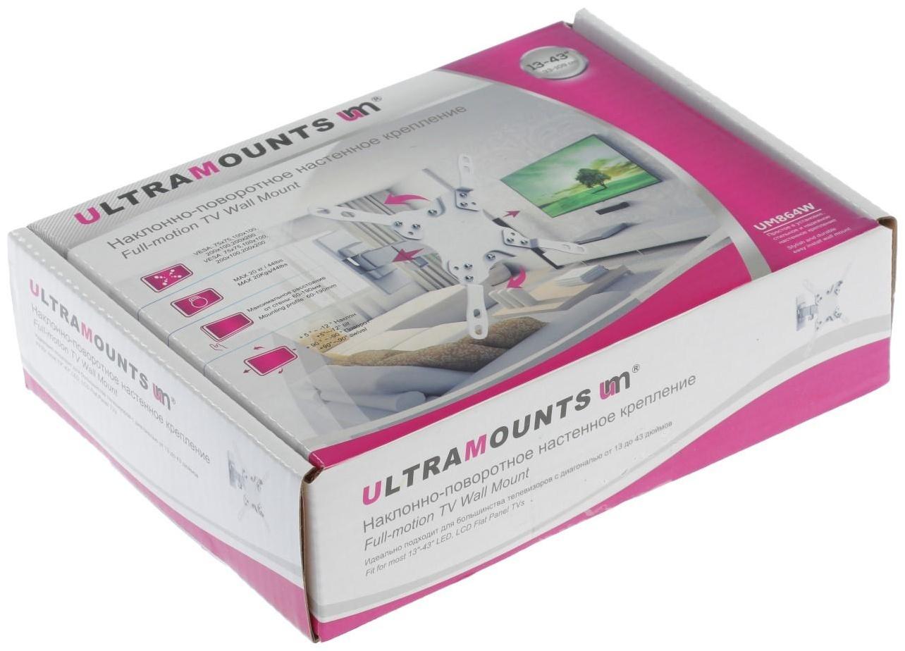 Кронштейн Ultramounts UM864W, для ТВ, наклонно-поворотный, 13-43