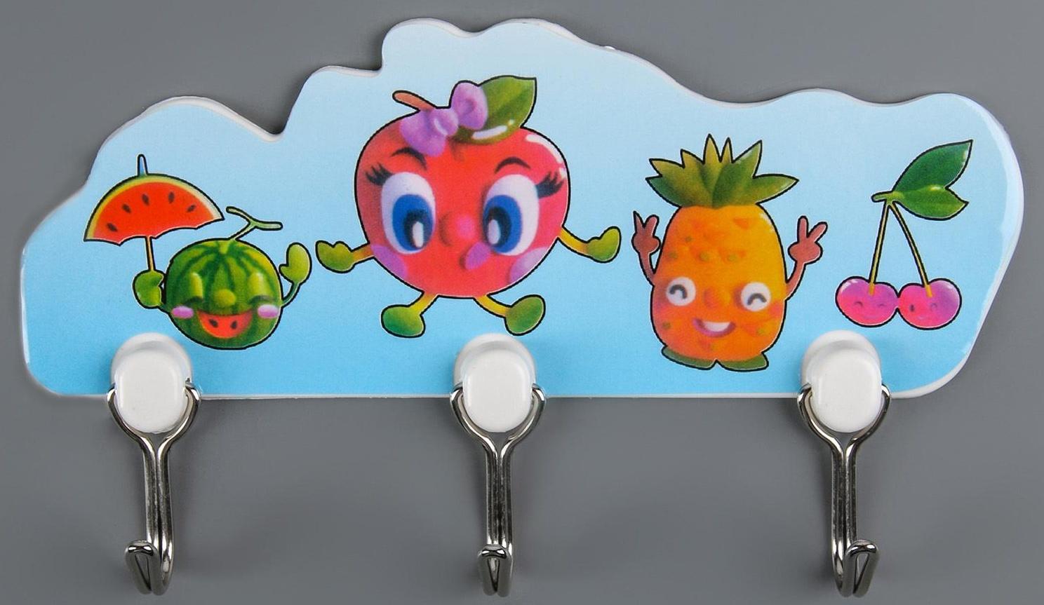 Вешалка настенная на 3 крючка «Ассорти», 16×9×2 см, цвет МИКС