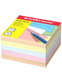 Блок бумаги для записей ErichKrause, 9 x 9 x 5 cм, плотность 80 г/м2, люкс, цветной
