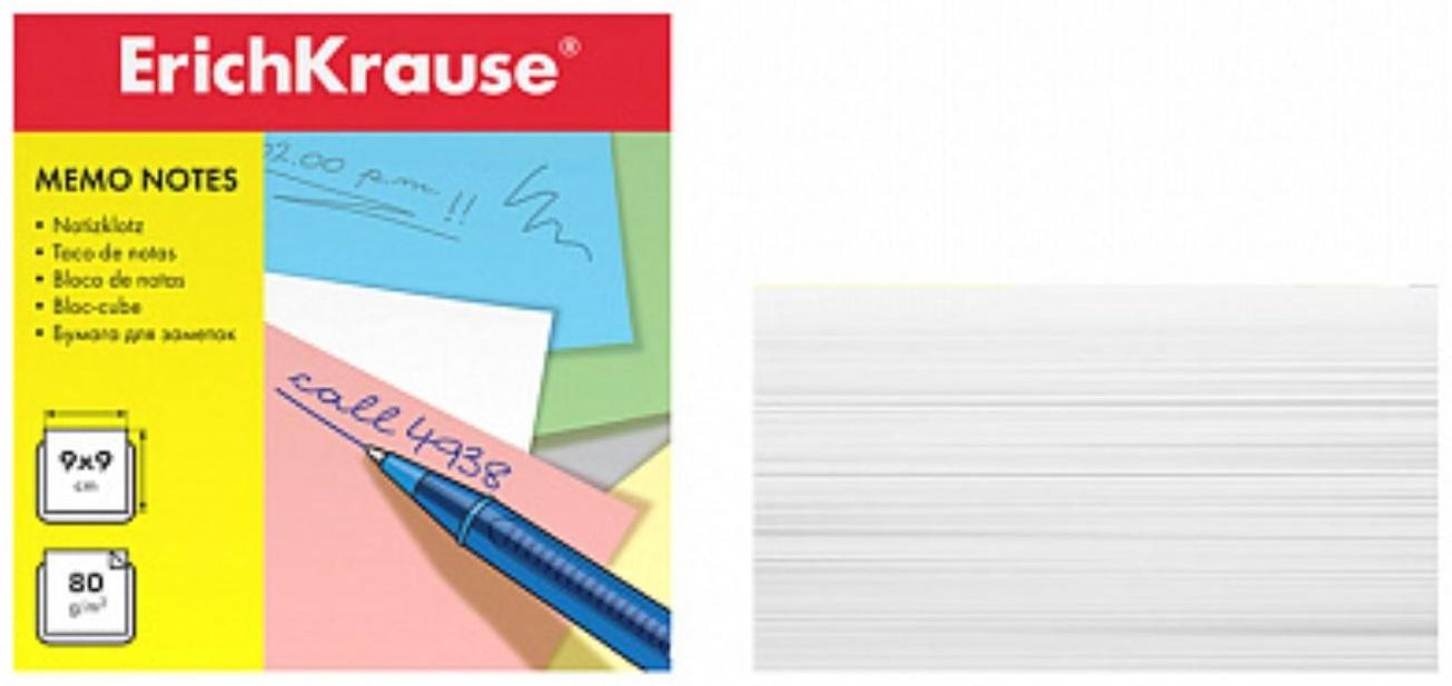 Блок бумаги для записей ErichKrause, 9x9x5 cм, белый, плотность 80 г/м2, белизна бумаги 98%, люкс