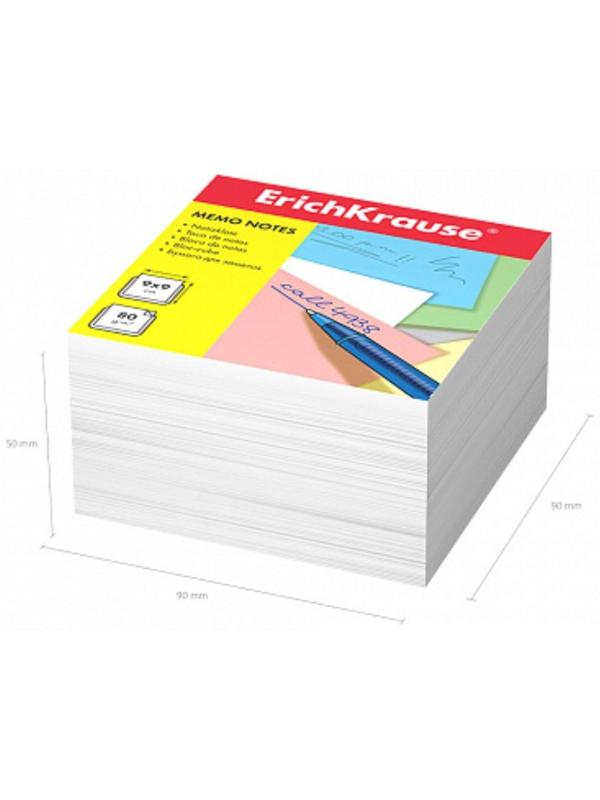 Блок бумаги для записей ErichKrause, 9x9x5 cм, белый, плотность 80 г/м2, белизна бумаги 98%, люкс