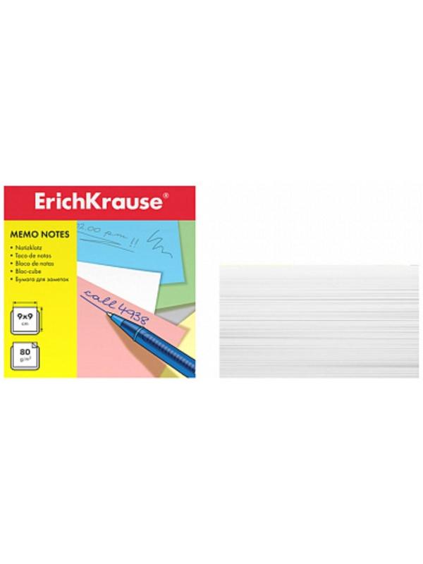Блок бумаги для записей ErichKrause, 9x9x5 cм, белый, плотность 80 г/м2, белизна бумаги 98%, люкс