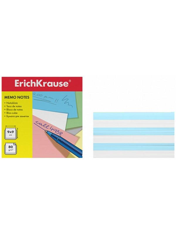 Блок бумаги для записей ErichKrause, 9 х 9 х 5 см, плотность 80 г/м2, люкс, белый/голубой
