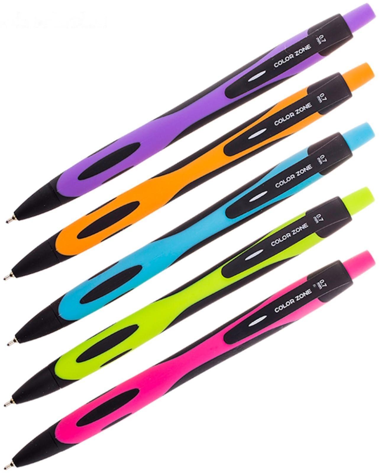 Ручка шариковая автоматическая ColorZone, узел 0.7 мм, чернила синие, микс