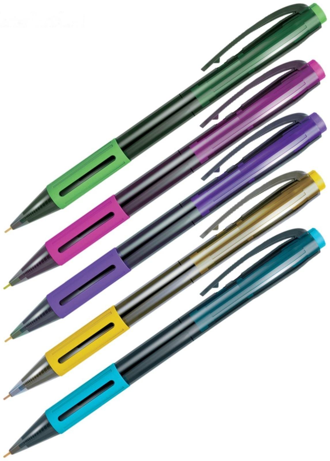 Ручка шариковая автоматическая 0.7 мм, Berlingo SI-400 Color, чернила синие, грип, микс