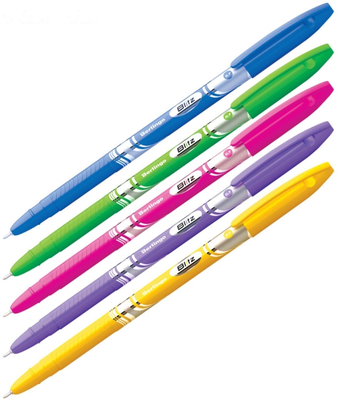 Ручка шариковая 0.7 мм, Berlingo Blitz, чернила синие, микс