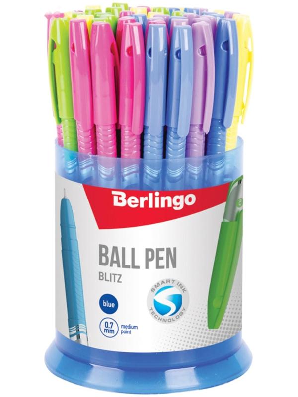 Ручка шариковая 0.7 мм, Berlingo Blitz, чернила синие, микс