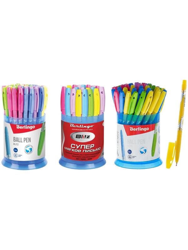 Ручка шариковая 0.7 мм, Berlingo Blitz, чернила синие, микс