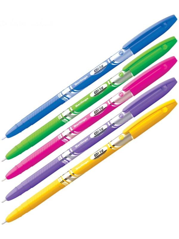 Ручка шариковая 0.7 мм, Berlingo Blitz, чернила синие, микс