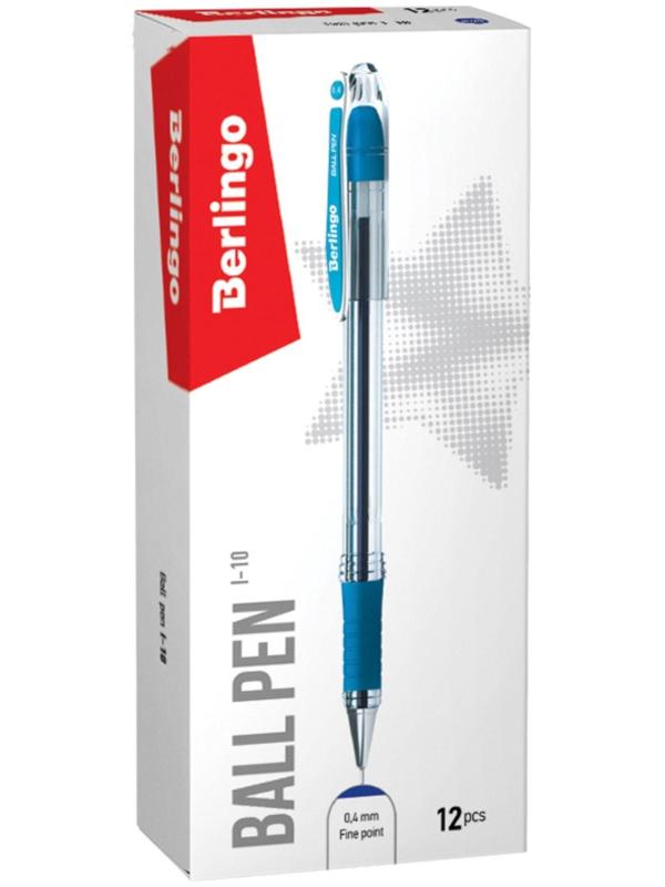 Ручка шариковая 0.4 мм, I-10, чернила синие, грип