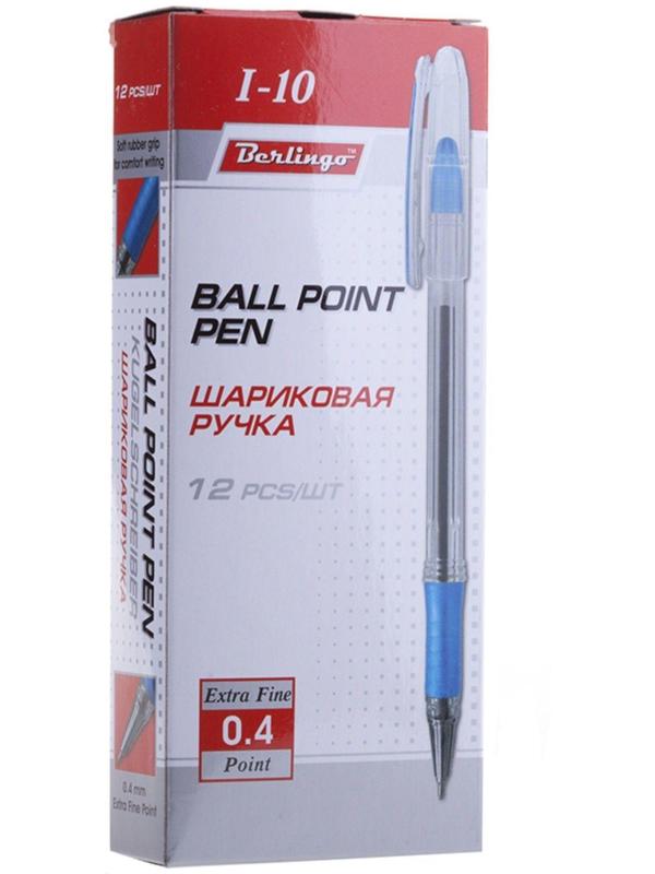 Ручка шариковая 0.4 мм, I-10, чернила синие, грип